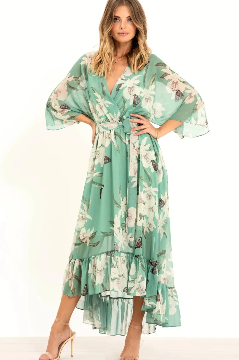 Kimono Wrap Floral Dress by Urban Touch