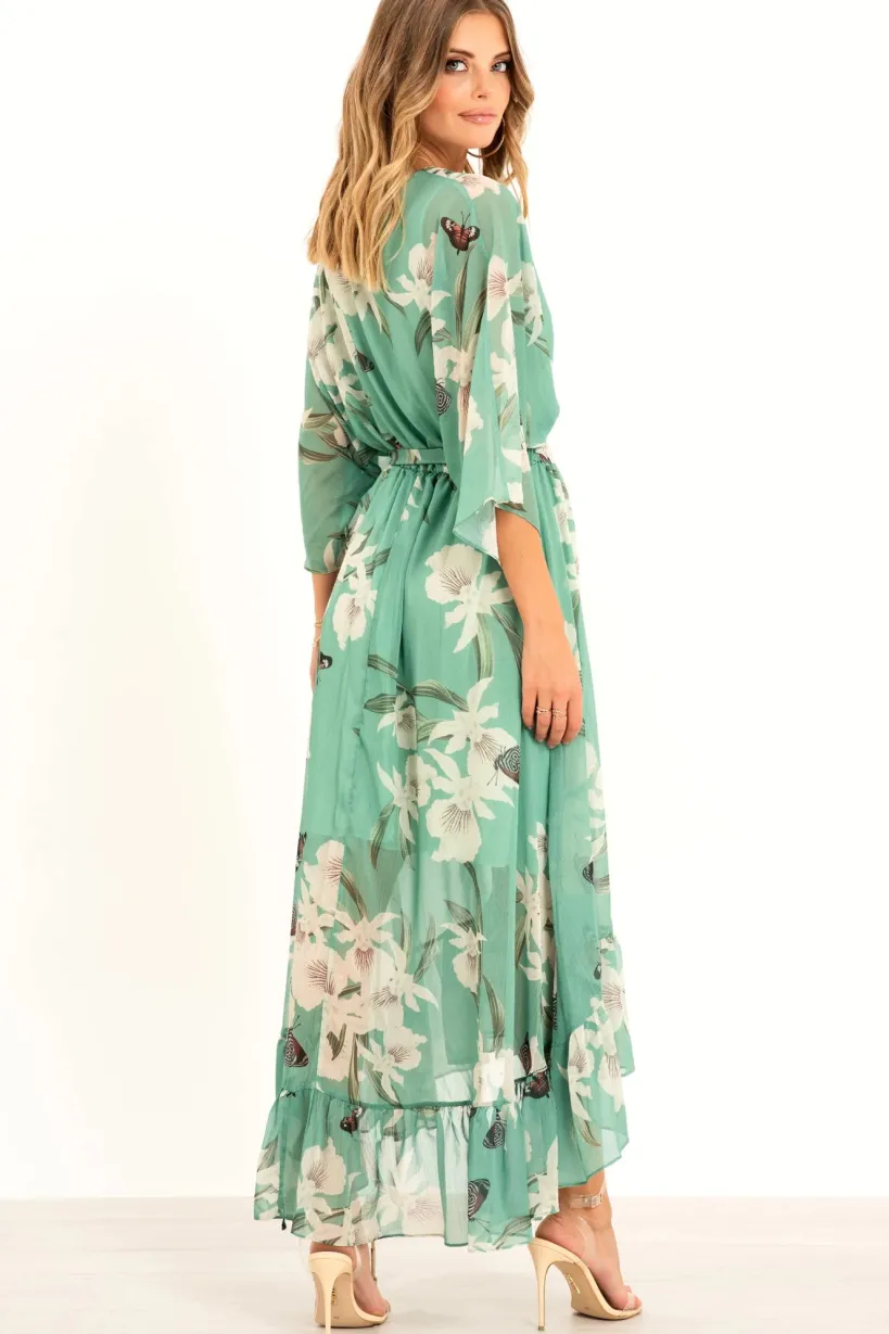 Kimono Wrap Floral Dress by Urban Touch