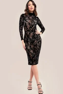 Knitted Burnout Multiway Bodycon Midi Dress - Black by Goddiva