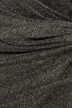 Knot Front Thigh Split Midi Skirt - Gold by Goddiva