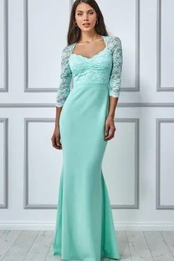 Lace Bodice Maxi Dress With Sleeves - Mint by Goddiva