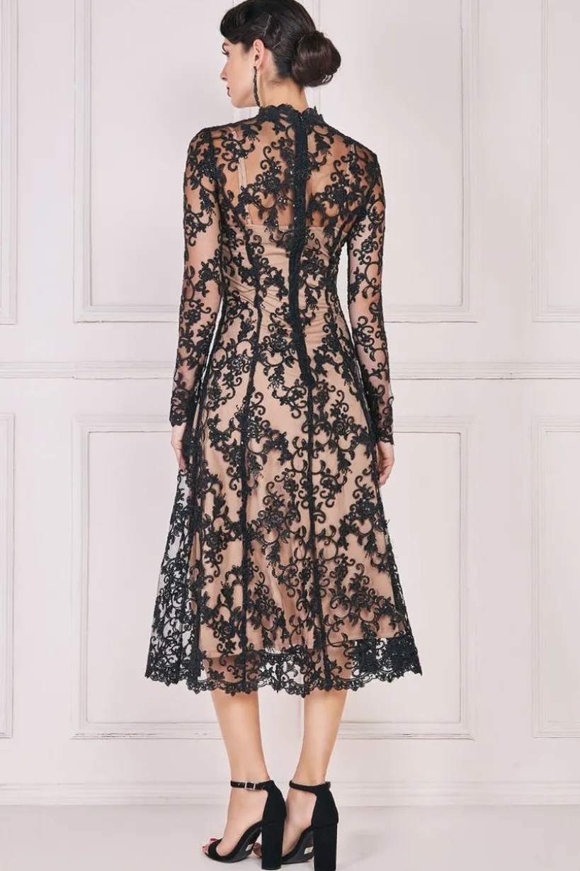 Lace Multiway Midi With Flared Skirt - Black by Goddiva
