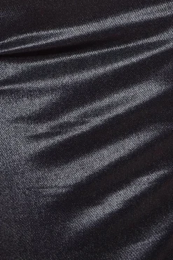 Lace Neck Satin Twill Maxi Dress - Black by Goddiva