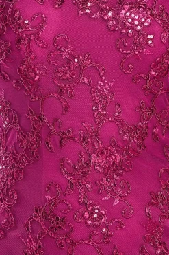 Lace Scallop Edge Mermaid Maxi Dress - Burgundy by Goddiva