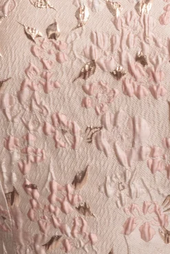 Lace Up Jacquard Midi Dress With Organza Wings - Blush Pink by Goddiva