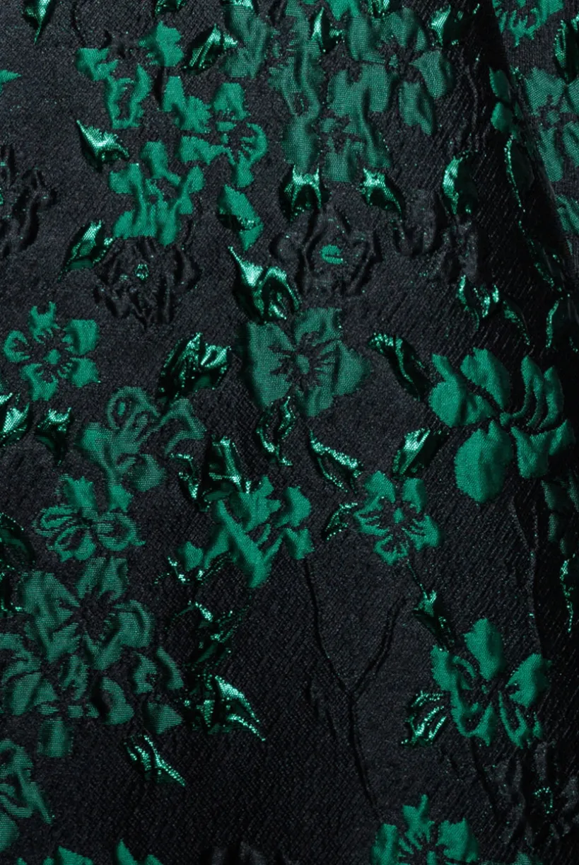 Lace Up Jacquard Midi Dress With Organza Wings - Emerald Black by Goddiva