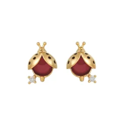 Ladybird Stud Earring In Red & Gold by Last True Angel