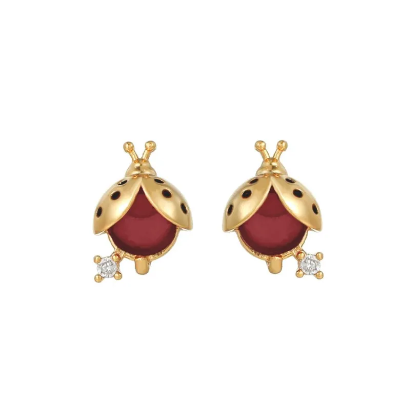 Ladybird Stud Earring In Red & Gold by Last True Angel