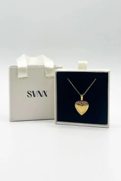 Large Heart Locket Necklace In Gold by SVNX