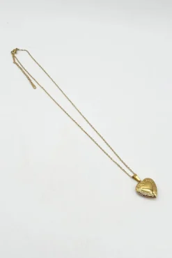 Large Heart Locket Necklace In Gold by SVNX