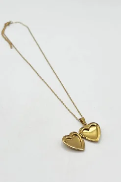 Large Heart Locket Necklace In Gold by SVNX