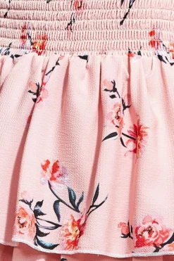 Layered Dipped Hem Floral Maxi - Peach by Goddiva