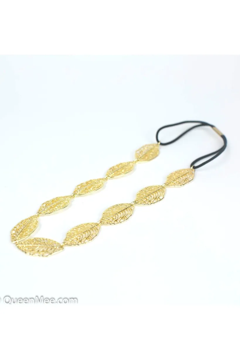 Leaf Headband With Elastic by QueenMee Accessories