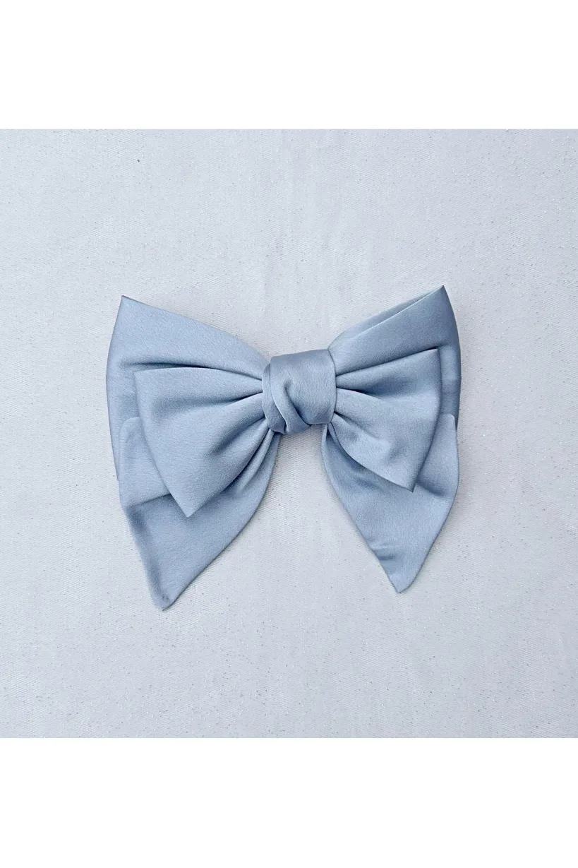 Light Blue Satin Hair Bow Light Blue Hair Clip by QueenMee Accessories
