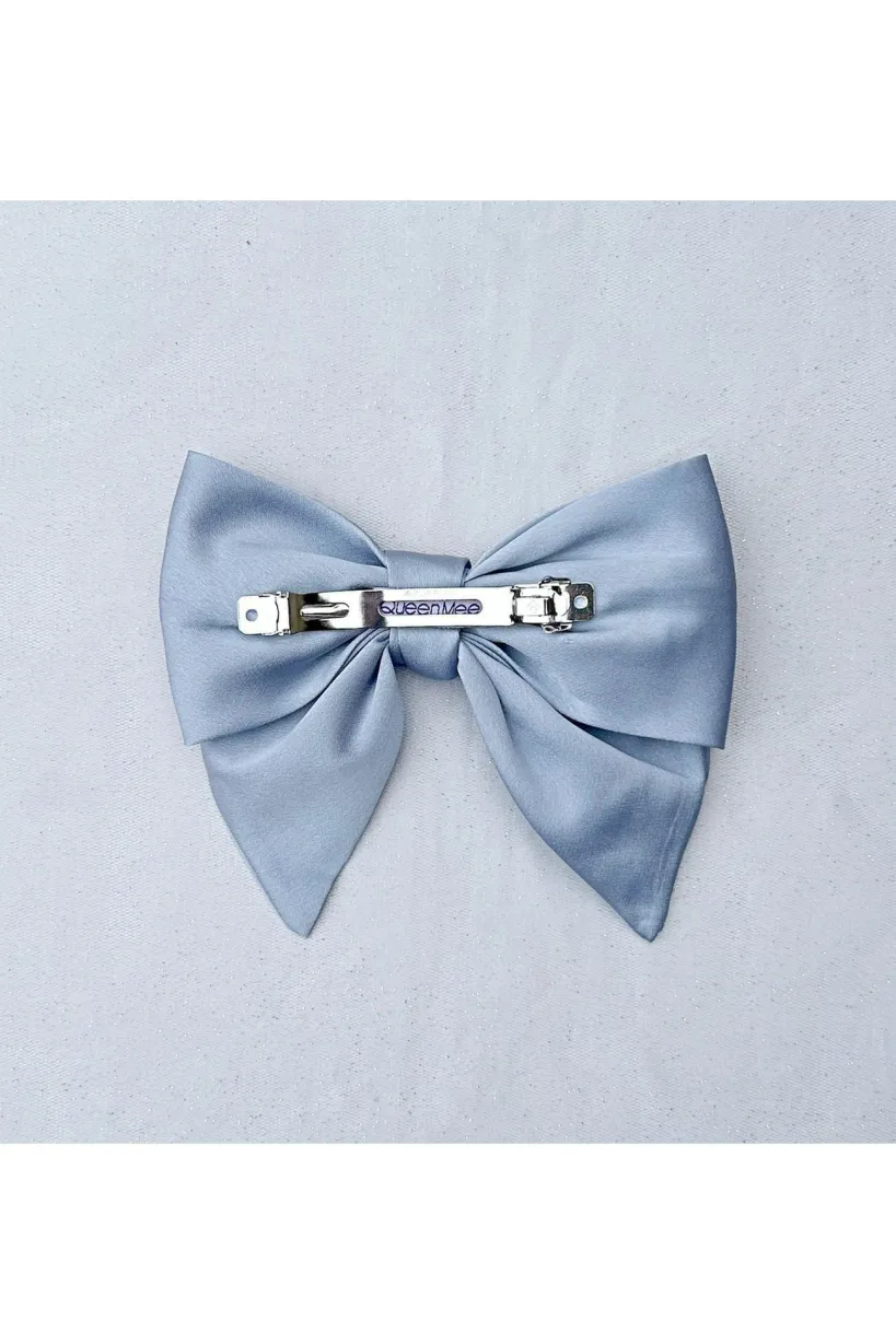 Light Blue Satin Hair Bow Light Blue Hair Clip by QueenMee Accessories