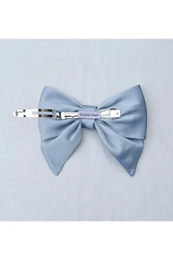Light Blue Satin Hair Bow Light Blue Hair Clip by QueenMee Accessories