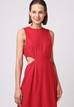 Linen Midi Dress With Side Cut Outs by Angeleye