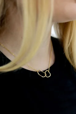 Linked Twin Hoop Necklace In Gold by Last True Angel