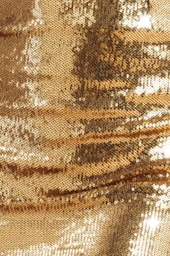 Liquid Sequin Boobtube Midaxi With Corsage - Gold by Goddiva