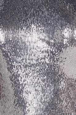 Liquid Sequin Halterneck Mini With Corsage - Silver by Goddiva