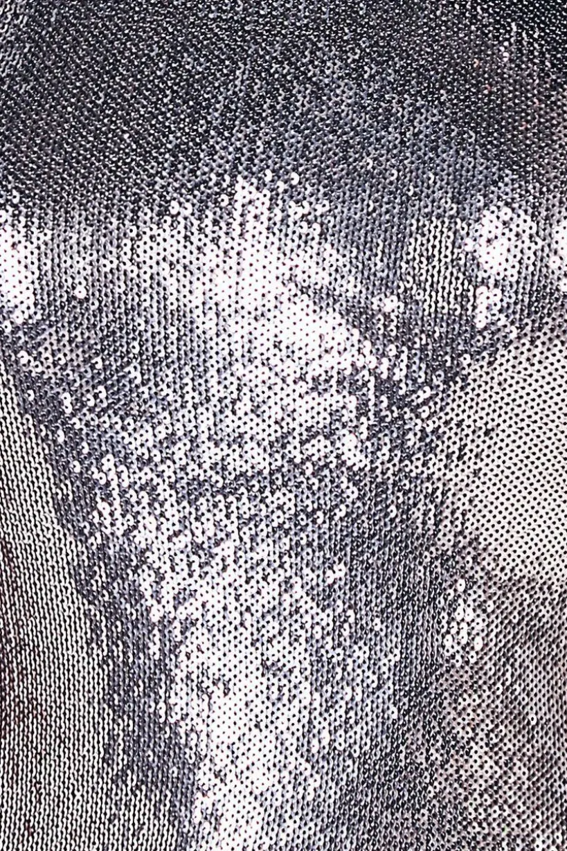 Liquid Sequin Halterneck Mini With Corsage - Silver by Goddiva