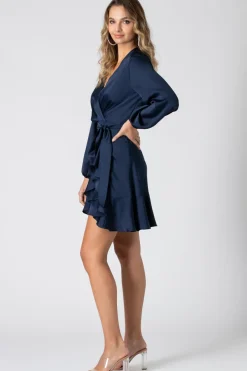 Long Sleeve Wrap Front Dress by Urban Touch