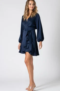 Long Sleeve Wrap Front Dress by Urban Touch