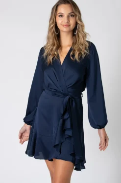Long Sleeve Wrap Front Dress by Urban Touch