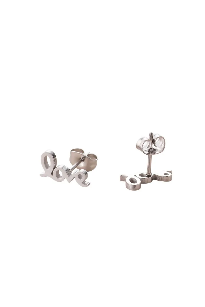 Love' Stud Earring In Silver by Last True Angel
