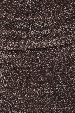 Lurex Cowl Neck Jumpsuit - Bronze by Goddiva