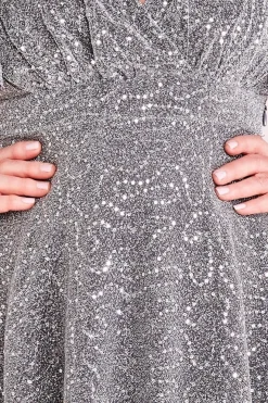 Lurex Sequin Flutter Sleeve Maxi - Silver by Goddiva