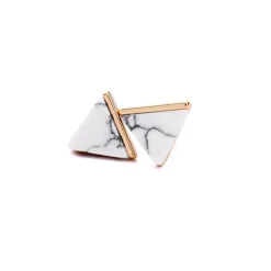 Marble Pyramid Earring In White & Gold by Last True Angel