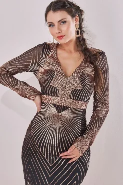 Maternity Starburst Sequin Maxi Rose Gold by Goddiva