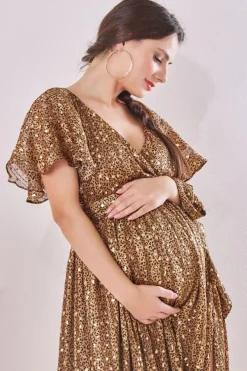 Maternity Wrap Printed Chiffon Maxi Animal Print by Goddiva