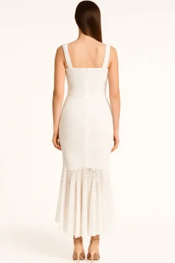 Mermaid Ruched Waist Sleeveless Flared Hem Midi Dress by Avinci
