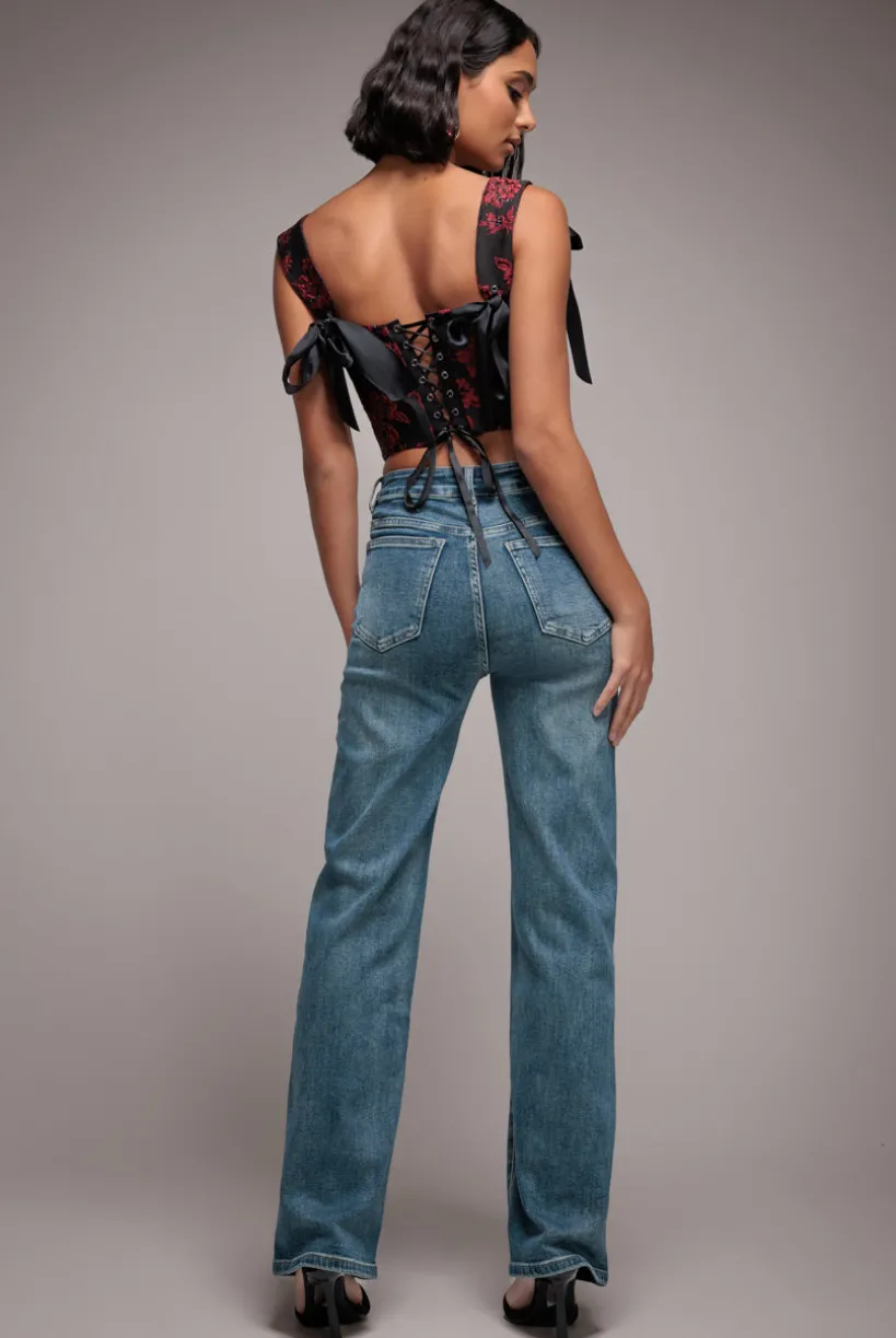Mid Wash Straight Leg Denim Jeans - Blue by Goddiva denim