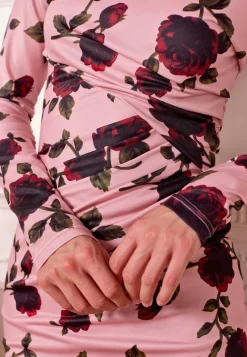 Midi Bodycon Dress In Pink Floral by Angeleye