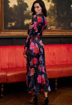 Midi Floral Black Dress by Angeleye