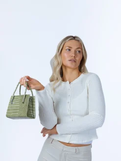 Mini Croc Crossbody Bag In Sage by SVNX