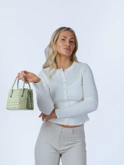Mini Croc Crossbody Bag In Sage by SVNX