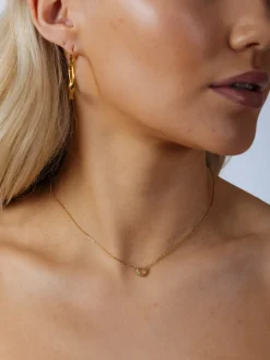 Mini Crystal Heart Necklace In Gold - Gift Boxed by SVNX
