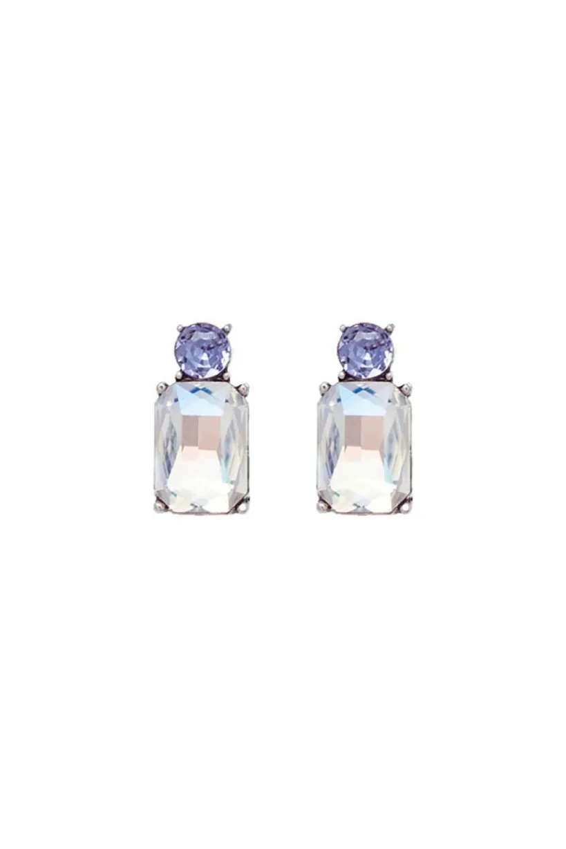 Mini Gem Earring Silver Clear & Lilac by Last True Angel