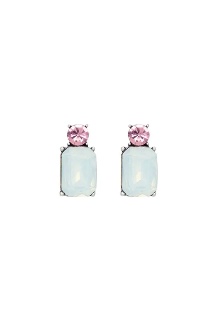 Mini Gem Earring Silver In Opal & Soft Pink by Last True Angel