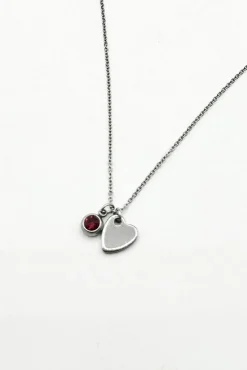Mini Heart & July Birthstone Necklace In Silver - Gift Boxed by SVNX