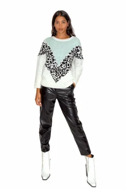 Mint & White & Animal Layered Jumper by Liquorish