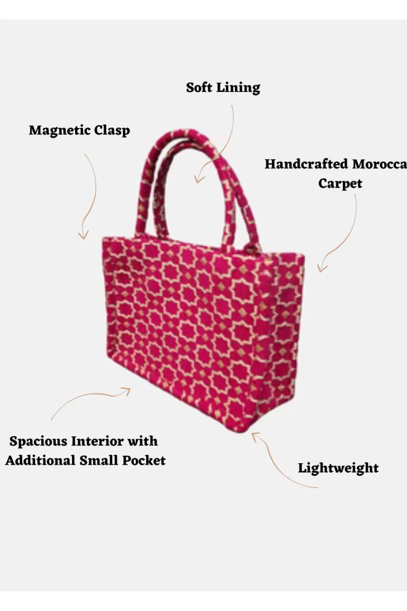 Moroccan Geometric Print Fabric Tote Bag In Pink by Berber Leather