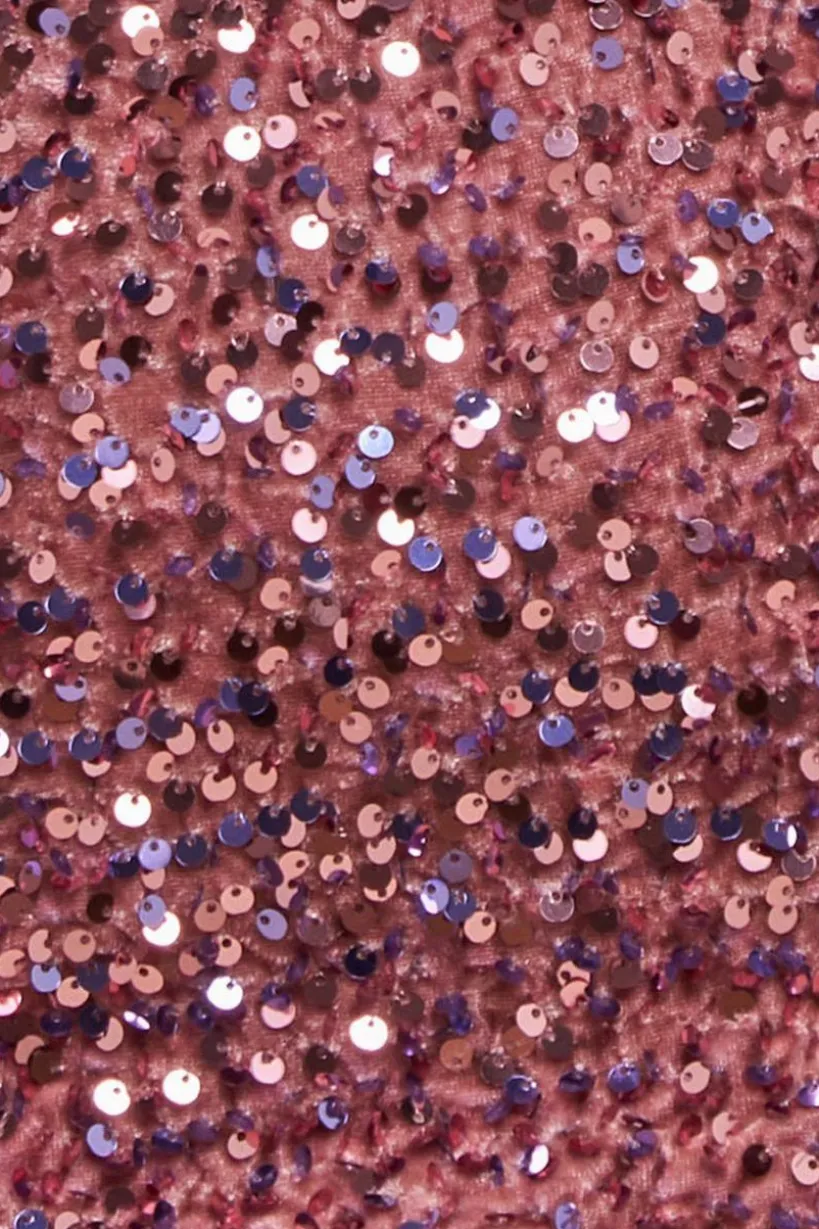 Multi Sequin & Velvet Bardot Midi Dress - Blush Pink by Goddiva