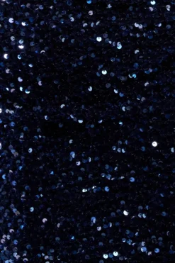 Multi Sequin & Velvet Bardot Maxi Dress - Navy Blue by Goddiva