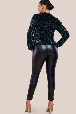 Multi Sequin Velvet Jumper - Emerald Green by Goddiva