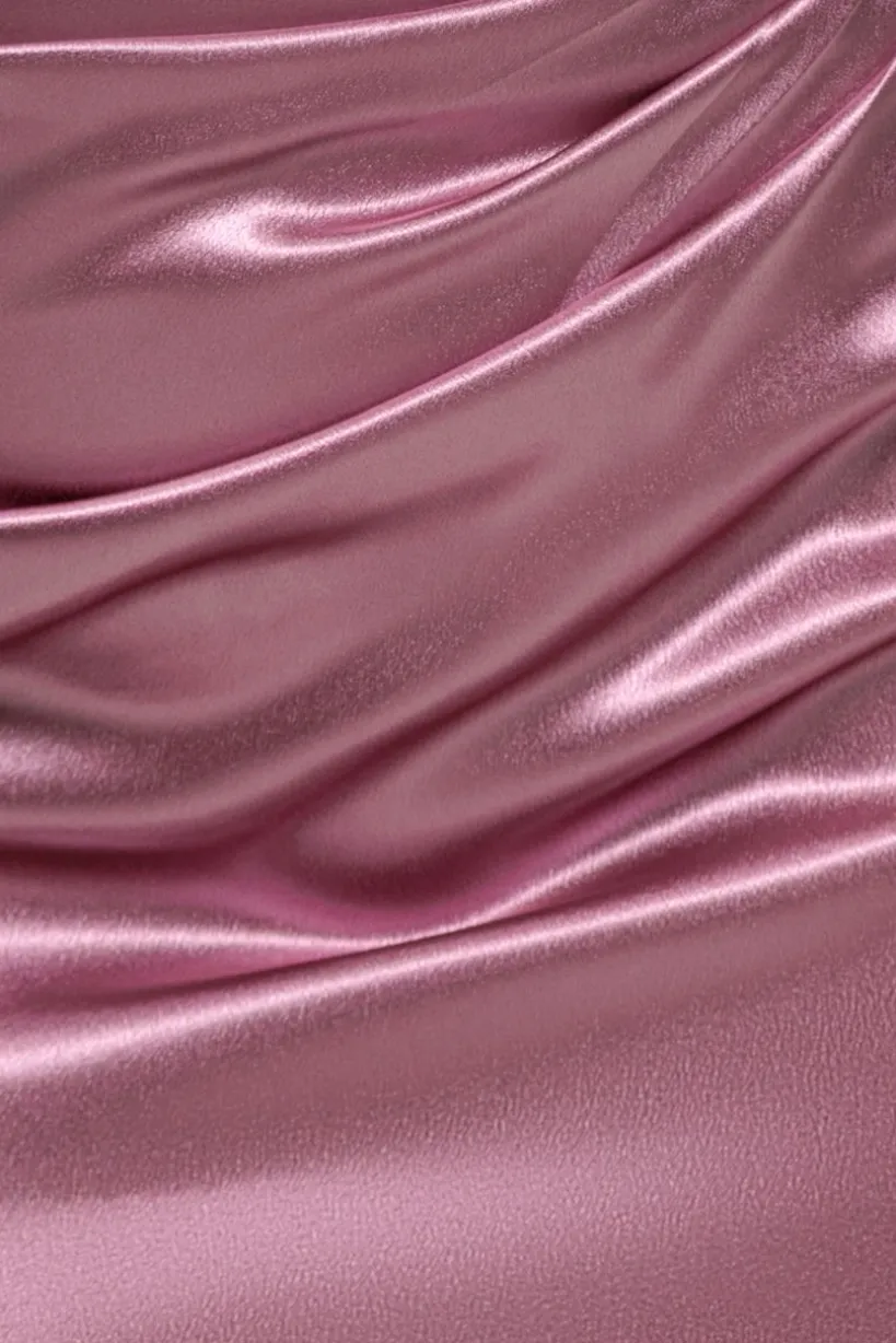 Off Shoulder Satin Maxi With V Neck - Rosepink by Goddiva